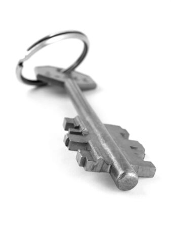 shallow DOF key with key ring on white                               の写真素材