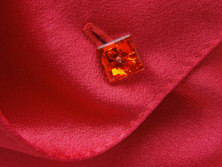 red clothes fragment with button                               