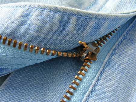 denim clothes fragment with zipper                               