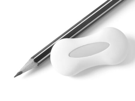 pencil and eraser in black and white                               の写真素材