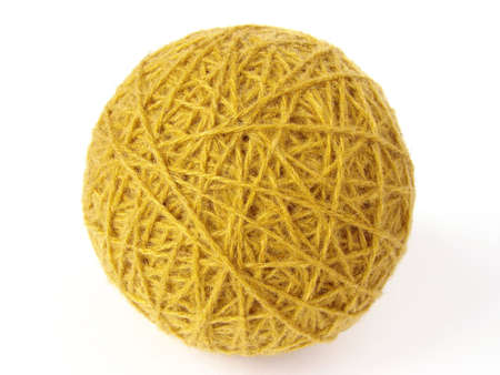 yellow wool yarn skein on white                                の写真素材