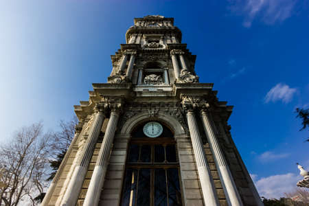 Dolmabahce clock tower located in the front yard of dolmabahce palace, Istanbul , Turkey.のeditorial素材