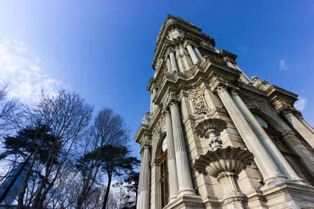 Dolmabahce clock tower located in the front yard of dolmabahce palace, Istanbul , Turkey.のeditorial素材