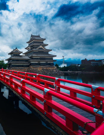 Matsumoto Castle Beautiful medieval of samurai age in the eastern Honshu, Nagano, Japan.のeditorial素材