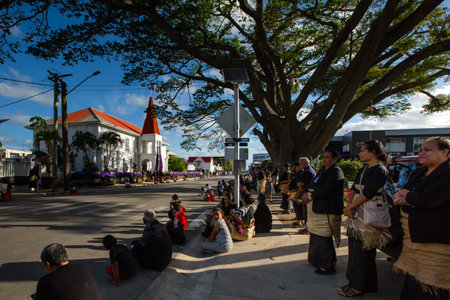 Nuku'Alofa, Tongatapu, Kingdom of Tonga - 17SEP2019 -  People of Tonga gathering for Tonga's death...