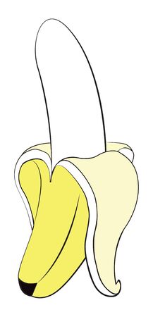 Funny cartoon banana peeled isolated on whiteのイラスト素材