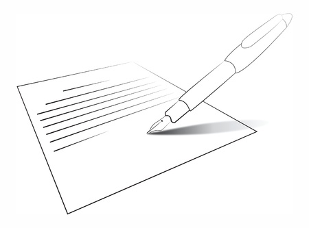 Composition with letter and pen  Writing  のイラスト素材