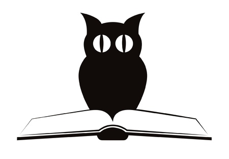 Image of owl and book &quot,symbol of wisdom & quot, isolated on white - vectorのイラスト素材