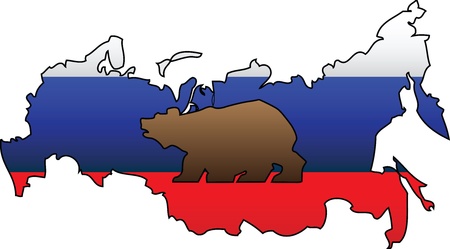 Russian Flag Country Silhouette and Symbol Combinationのイラスト素材