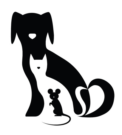 Funny dog cat and mouse compositionのイラスト素材