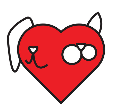 Cat and Dog in Heart Composition isolated on whiteのイラスト素材