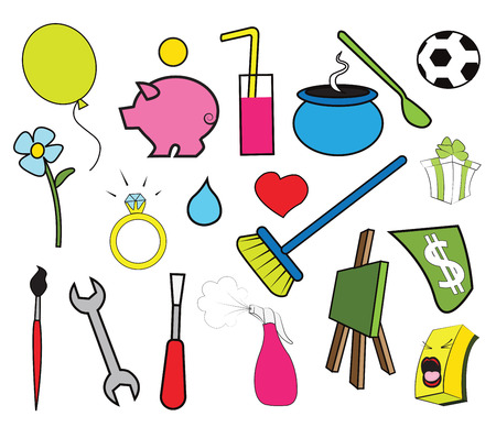 Set of Cartoon Icons isolated on whiteのイラスト素材