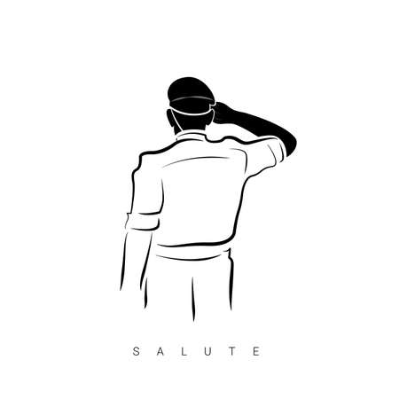 Salute Police Man Back Side - Salute icon logo
black colorのイラスト素材