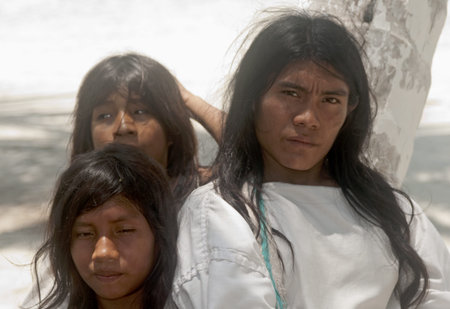SANTA MARTA, COLOMBIA - SEPT 4: "KOGUI" Indians on Sept 4, 2010 in Santa Marta, Colombia. Descendants of the Tayrona culture, they live in isolation in the Colombian Sierra Nevada Mountains.のeditorial素材