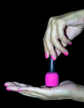 Hands Offering Nail Polishの写真素材