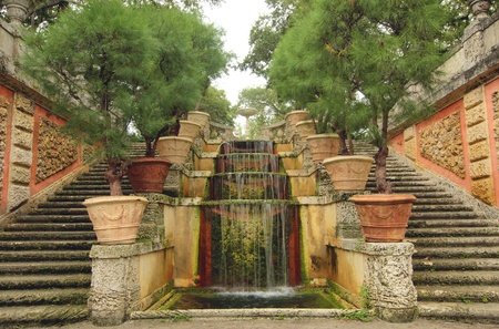 Cascading Architectural Fountainの写真素材