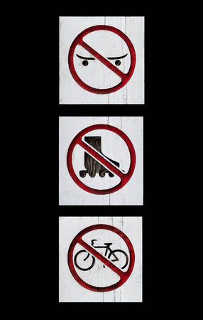 Forbidden Activities Sign in Black Backgroundの写真素材