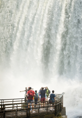Tourists Enjoying Huge Waterfallのeditorial素材