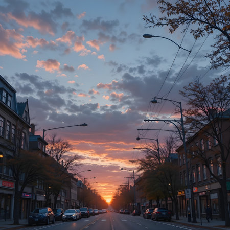 Sunset in the city of Gdansk, Poland. Long exposure.の素材
