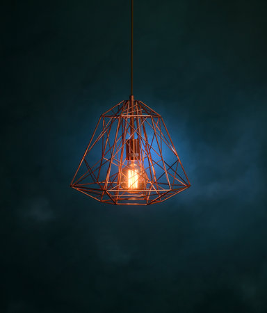Vintage chandelier with light bulb.の写真素材