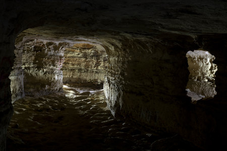Cave with regularly shaped tunnel cross-sectionsの写真素材