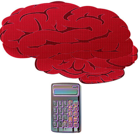 brain and calculatorの写真素材