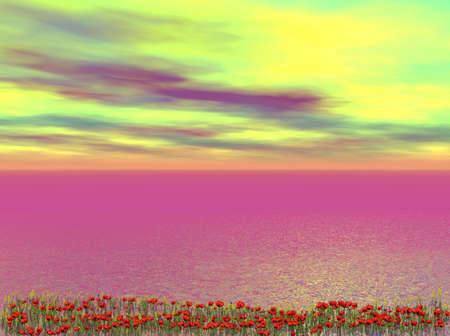 flowers and seaの写真素材