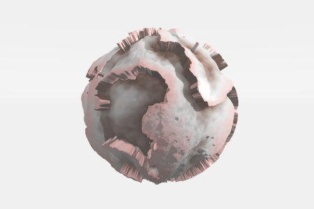 Unique textured sphere design isolated against white background.