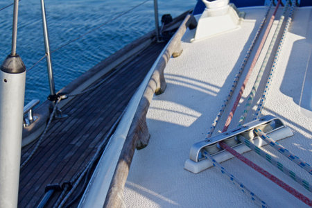 Lines and Bow of a Sailboat around sunset