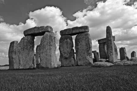 Rocks of Stonehenge On a Cloudy Summer Day, Black and Whiteの写真素材