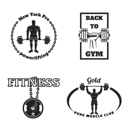 Fitness gym emblems, labels, badges, icon and design elements.のイラスト素材