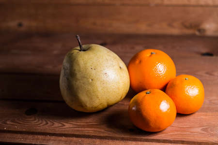 pear and orangesの写真素材