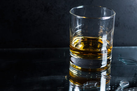 Whiskey on a black backgroundの写真素材