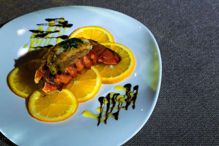 burning lobster tailの写真素材