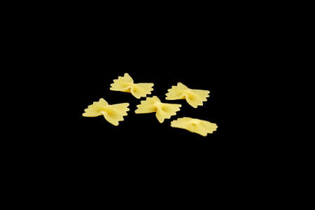 Five Farfalle pasta on the Black backgroundのeditorial素材