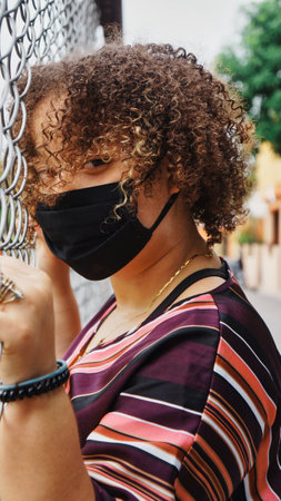 Young girl takes to the streets after finishing quarantineの写真素材