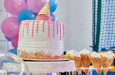 food and desserts from birthday parties and weddings of different activitiesの写真素材