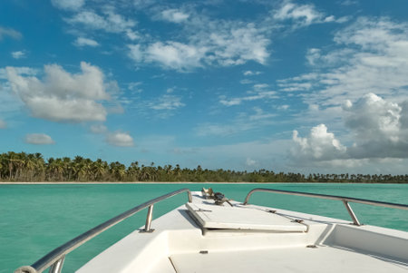 View of the Caribbean sea from a boat, Dominican Republicの写真素材