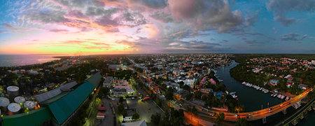 Aerial view of the city of Krasnodar, Russiaの写真素材