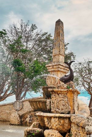 Fountain in the park of Palermo, Sicily, Italyの写真素材