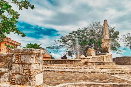 View of the ruins of the ancient city of Cartagena, Colombiaの写真素材