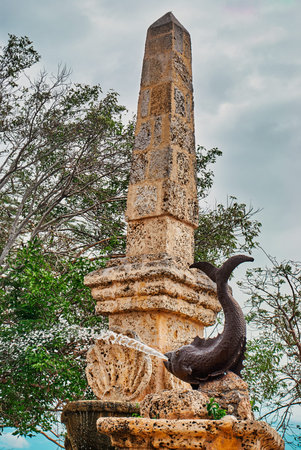 Sculpture in the garden of the ancient city of Phuket, Thailandの写真素材