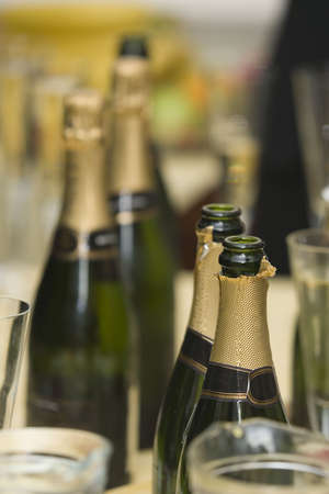 Bottles of Champagne at a partyの写真素材