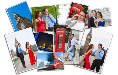 Romantic man and woman couple on vacation seeing the sights and landmarks in London, England, Great Britainの写真素材
