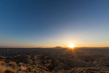 Gorafe desert in the light of a summer sunsetの写真素材