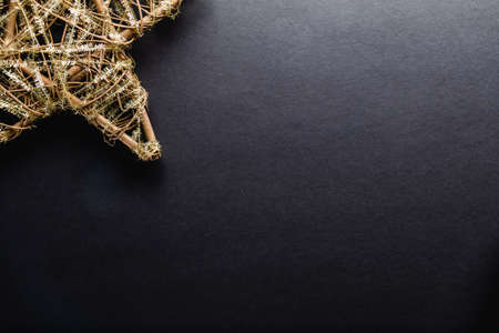 christmas star on black background and copy spaceの写真素材