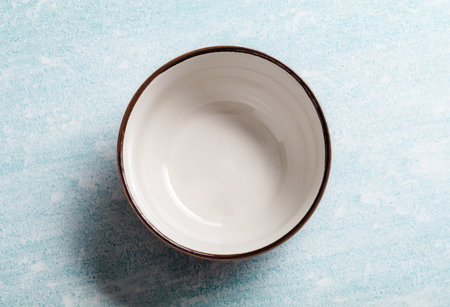 Clean bowl top view and copy spaceの写真素材