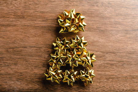 Christmas decoration on wood background and copy space for your textの写真素材