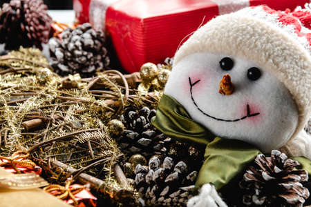 Christmas decoration, teddy and lightsの写真素材