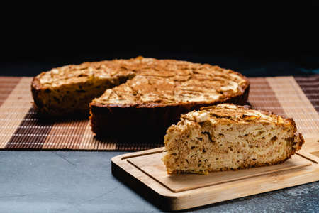 Sweet homemade apple cake with cinnamonの写真素材